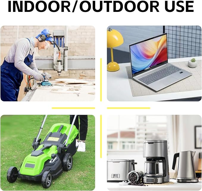 EP 15 ft Lighted Outdoor Extension Cord - 12/3 SJTW Heavy Duty Yellow Extension Cable with 3 Prong Grounded Plug - 15AMP Power Cord for Lawn, Garden, Appliances