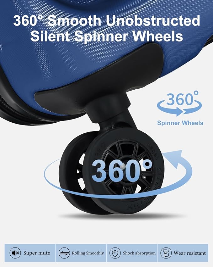 Luggage Sets 2 Pieces, 20 Inch Carry On Luggage and Expandable 28 Inch Checked Luggage with Spinner Wheels, Lightweight ABS+PC Hard Shell Suitcase with Front Opening, TSA Lock (Blue, 20/28)