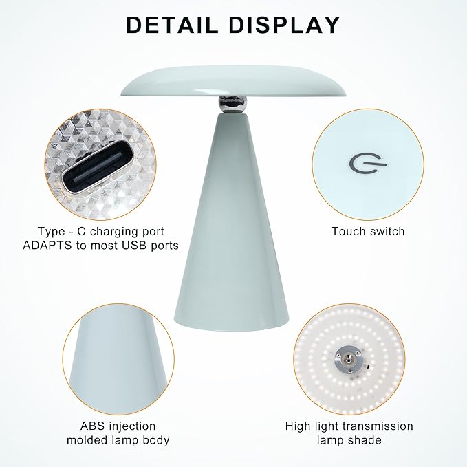 Elegant & Modern “Magnetic Cordless LED Table Lamp – Portable Touch-Dimmable Bedside Light for Bedroom, Living Room & Small Spaces (Light Gree)”