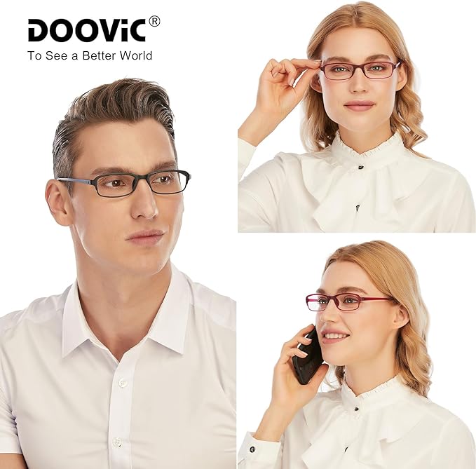 DOOViC 4 Pack Computer Reading Glasses Blue Light Blocking Anti Eyestrain Flexible Lightweight Readers for Women Men 2.75 Strength