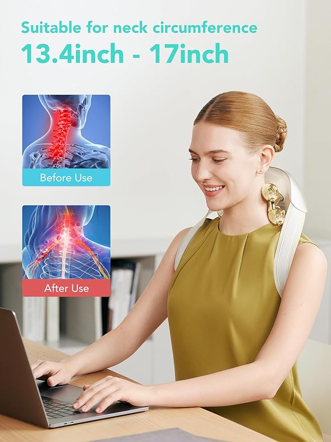 SKG Neck Massager for Pain Relief Deep Tissue Shiatsu Neck and Shoulder Massger with Heat Flex Massager H7 Ultra E