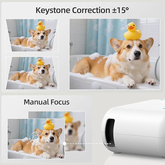 Nasin Mini Projector, 1080P Supported WiFi & Bluetooth Projector, Portable Outdoor Movie Projector, For Home Theater, Wireless Screen Mirroring with iOS/Android/Tablet/Laptop/TV Stick, HDMI/USB/Type C