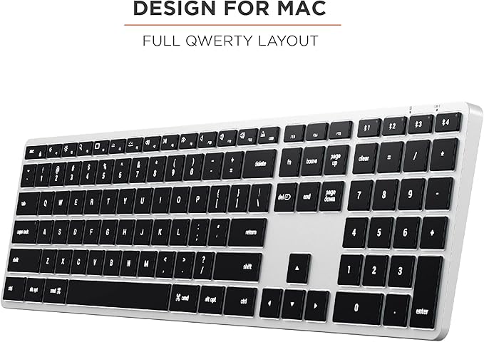 Satechi Slim X3 Bluetooth Backlit Keyboard for Mac, Illuminated Keys & Multi-Device Sync, for MacBook Air/Pro M4, iPad Air/Pro M4/M3, iPad mini, Mac mini, iMac - Silver