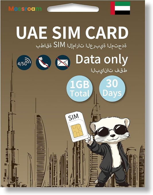 UAE SIM Card-30-Day Data Plan,1GB Fast 4/5G LTE Internet,Prepaid & No Daily Limit, Ideal for Tourists & Business Travelers