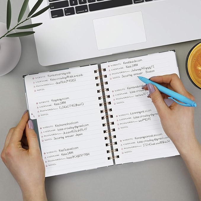 PLANBERRY Password Book Premium – Alphabetized Internet Address Organizer with A-Z Tabs – Website & Computer Password Keeper with Alphabetical Tabs – 6.2x7.7″, Hardcover (Emerald)