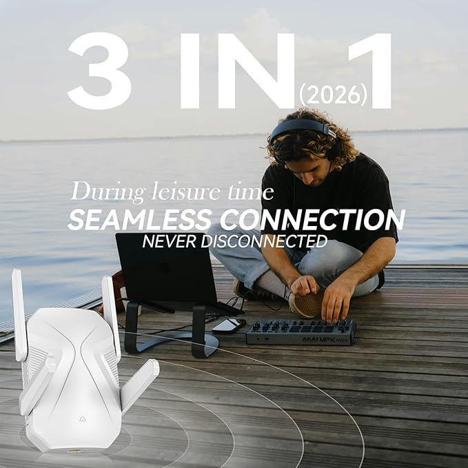 2026 WiFi Extender Signal Booster, 10X Faster WiFi 6 Extender, 18899 sq.ft. Internet Repeater for Home, Dual-Band Network Extender, Wireless Router Signal Amplifier w/Gigabit Ethernet Port, Easy Setup