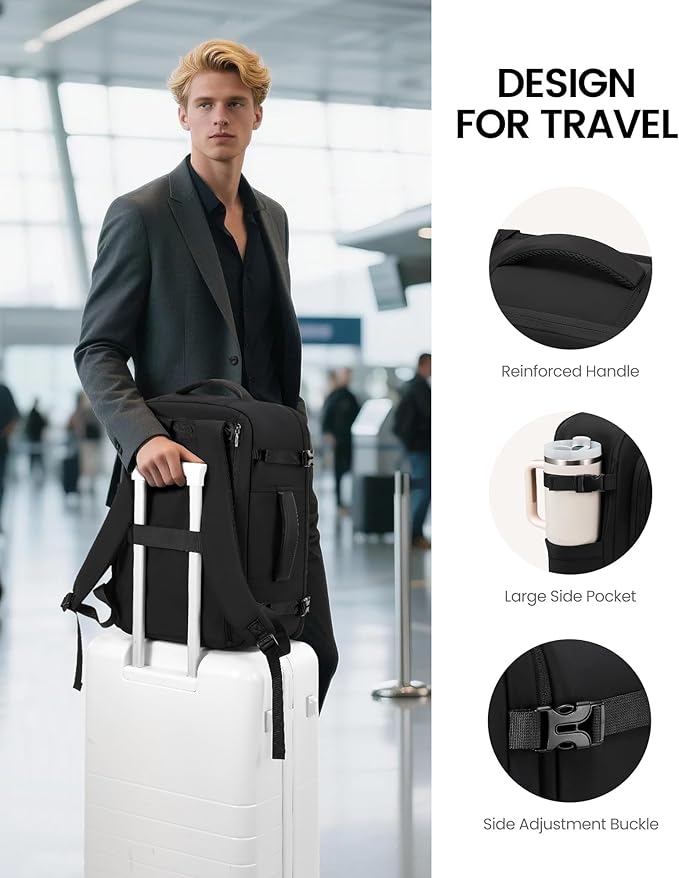 LOVEVOOK Travel Backpack for Women Men with Garment Bag, 50L Carry on Backpack as TSA Personal Item Flight Approved, Luggage Daypack Fits 17.3" Laptop, Overnight Business Weekender Travel Essential