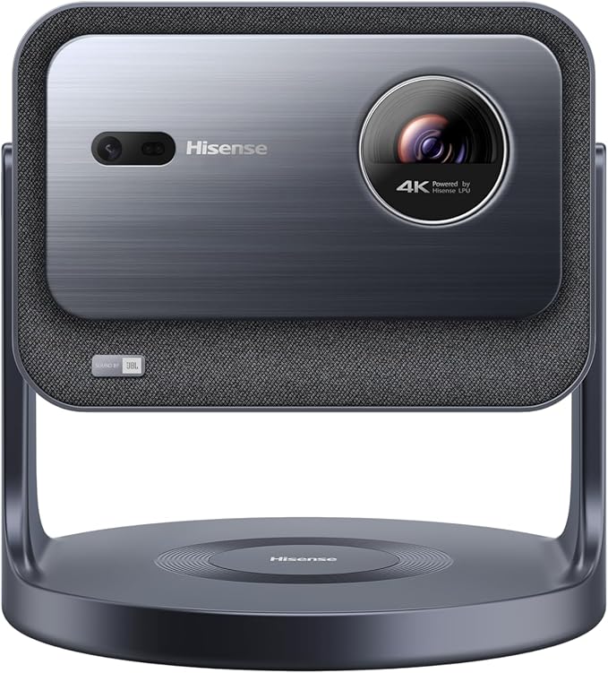 Hisense Laser Mini Projector C2, 65-300", Gimbal Design, 4K, Triple Color Laser, 110% BT.2020, 2000 ANSI Lumens, 1700:1 Native Contrast, Dolby Vision, HSR240, Sound by JBL