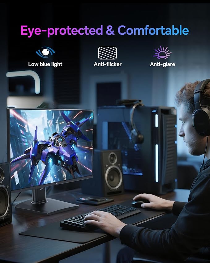 KTC 24 Inch Gaming Monitor 180Hz - 2K 1440P Computer Monitors, Fast IPS Monitor with HDR 400, Adaptive Sync, Up to 185Hz, HDMI 2.0 & Display Port 1.4, Height Adjustable, Vesa Mount, H24T7