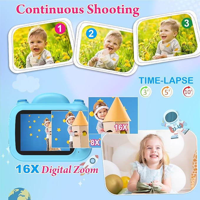 Kids Camera Instant Print, 3.5'' Kids Digital Camera Instant with 1080P HD Photos & Videos, Christmas Birthday Gifts for Girls Boys Age 3-12 (Blue)
