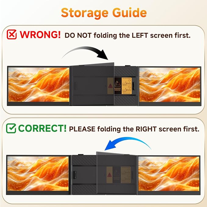 ROYY Laptop Screen Extender 14" Ultra-Thin Portable Triple Monitor FHD 1080P IPS Attachment Extended Extra Screen USB-C HDMI Port Compatible with Wins Mac Dex Chrome Travel Work Fits 13.3"-17" Laptops