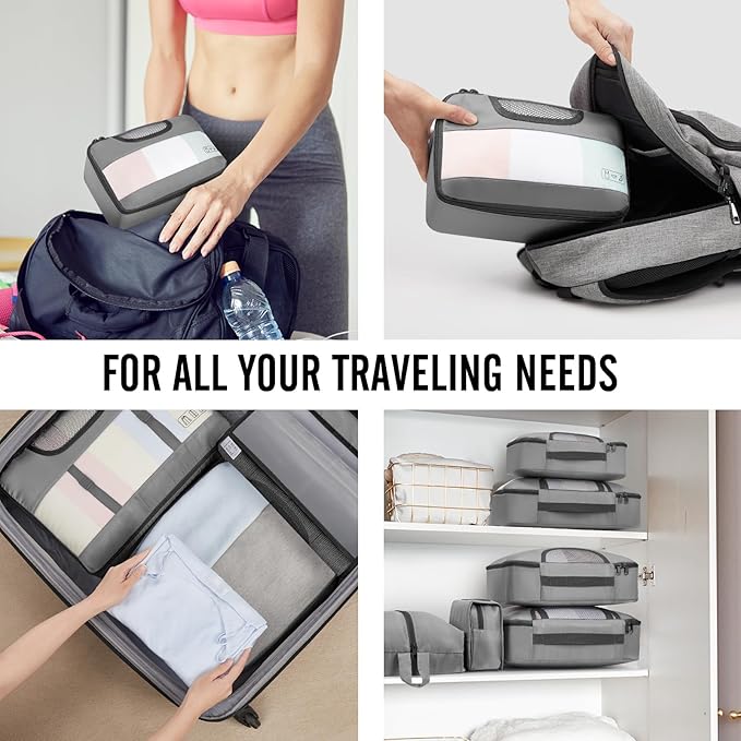 Veken 10 Set Packing Cubes for Travel Essential, Suitcase Organizer Bags in 4 Sizes, Carry-On Luggage Accessories with Large Laundry & Hanging Toiletry Bag, Must-Have for Airplane, Road Trip & Camping