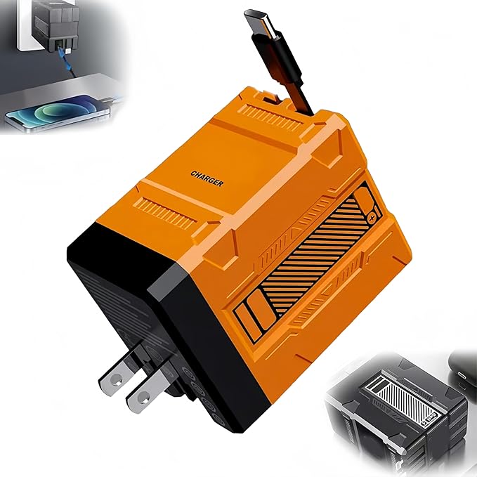 2 in 1 Fast Charger 120W, 2026 New Scalable Retractable 120w Fast Charger Module, All in 1 Foldable Charging Adapter Wall Plug for Phone,Tablet,Laptops (Yellow)