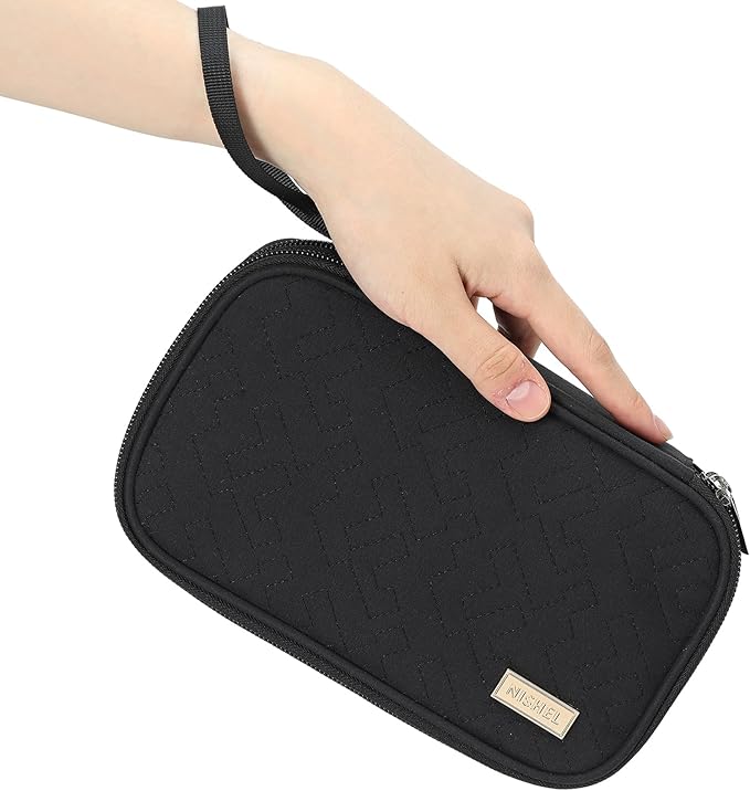 NISHEL Travel Cord Organizer Case, Double Layers Tech Electronic Bag, Essentials for Charger, Cable, Phone, Flash drive, Black