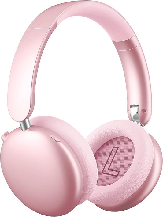 Wentronic Y06 Noise Cancelling Headphones,58H Playtime and 5 EQ Music Modes Wireless Over Ear Bluetooth Headphones with Microphone,Lossless Audio,Multipoint Connection,Foldable,Lightweight,Pink