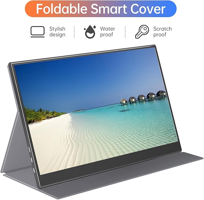 15.6inch Portable Monitor,1080P USB-C HDMI Second External Monitor for Laptop,PC,Mac Phone,PS,Xbox,Swich,IPS Ultra-Thin Zero Frame Gaming Display/Premium Smart Cover