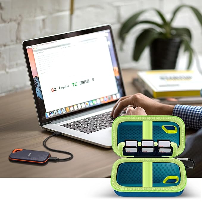 Case Compatible with SanDisk Extreme Pro/for SanDisk Portable SSD 1TB 2TB 4TB 500GB/ for Crucial X9 X10 Pro External Solid State Drive, Travel Storage Bag for 2 SSD and SD Card - Monterey (Box Only)