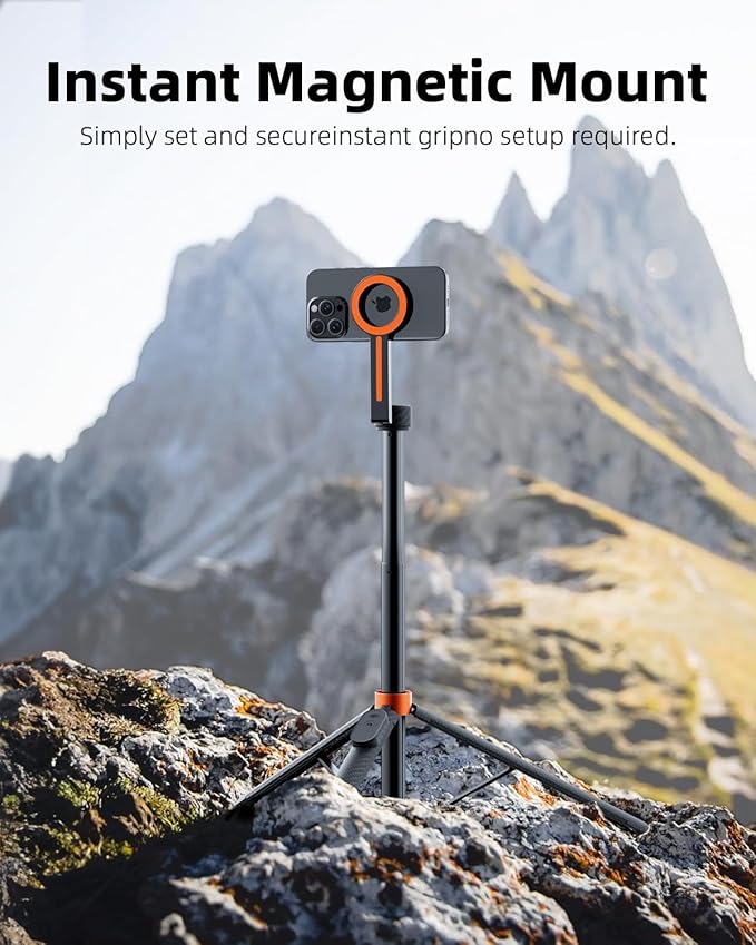 TODI 65" Magnetic Tripod for iPhone with Remote, Selfie Stick for iPhone Magsafe, Cell Phone Tripod Stand for Recording, Travel Tripod Compatible with 16/15/14/13/12 Series