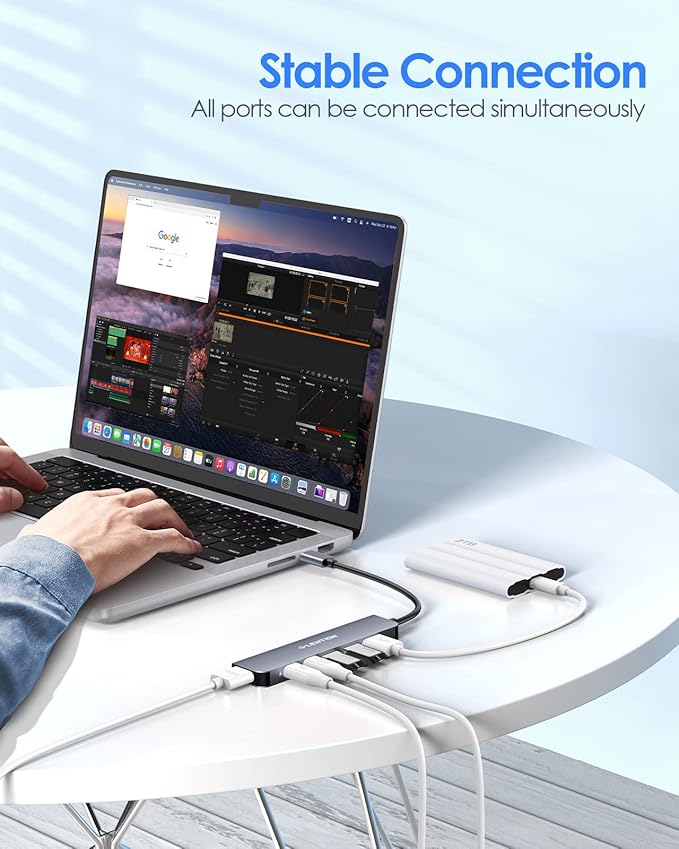 LENTION USB C Hub, Multiport with 4K HDMI Port, 3xUSB-A Ports, USB-C Data Port, 100W PD Port, Compatible New MacBook Pro/Air, iPhone 15 Pro/Pro Max, Surface, Chromebook, More(CE35s, Gray)