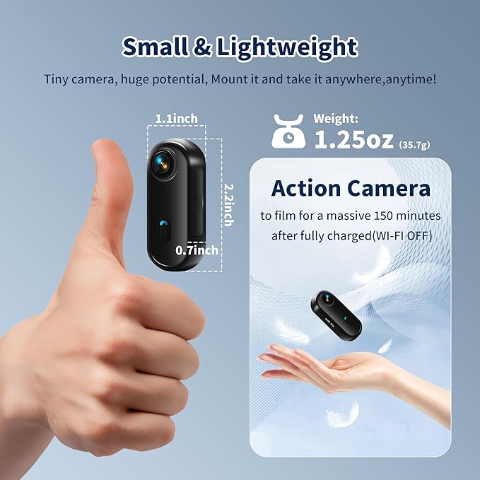 4K Mini Body Camera, Wearable Action Body Cam, Sports Action Camera，Thumb Size Hands-Free Recording Body Worn Camera, Premium Portable Camcorder Mount Anywhere for Work, Travel,Fishing, Pet Walking