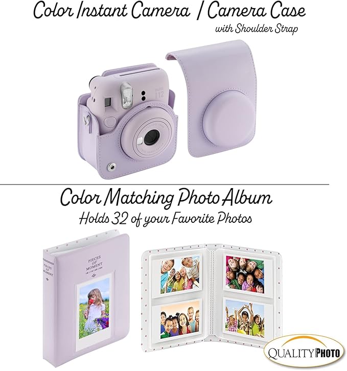 Fujifilm Instax Mini 12 Instant Camera + 60 Photo Prints + Accessories, Lilac Purple