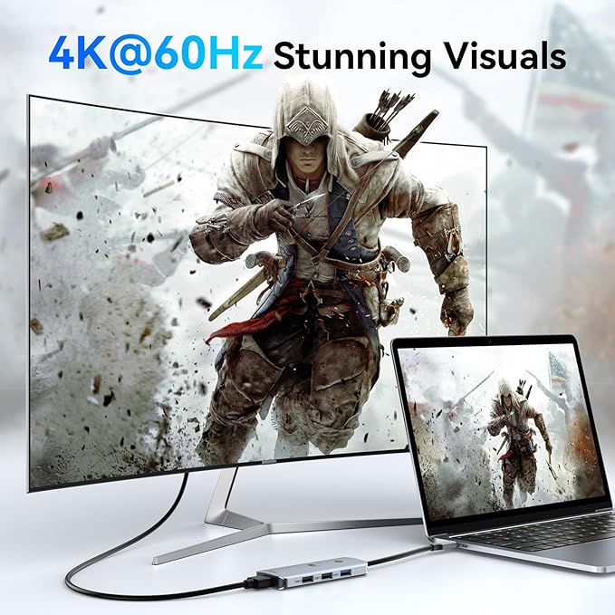 USB C Docking Station Dual Monitor, LIONWEI Laptop USBC Dock Multiport Adapter with 2 4K HDMI, 3 USB-A/3.0/2.0, 100W Power Delivery, 6-in-1 for MacBook/Surface/Lenovo/Dell/HP