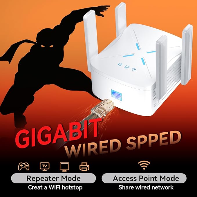 2026 WiFi Extender Signal Booster, 10X Faster WiFi 6 Extender, 18899 sq.ft. Internet Repeater for Home, Dual-Band Network Extender, Wireless Router Signal Amplifier w/Gigabit Ethernet Port, Easy Setup