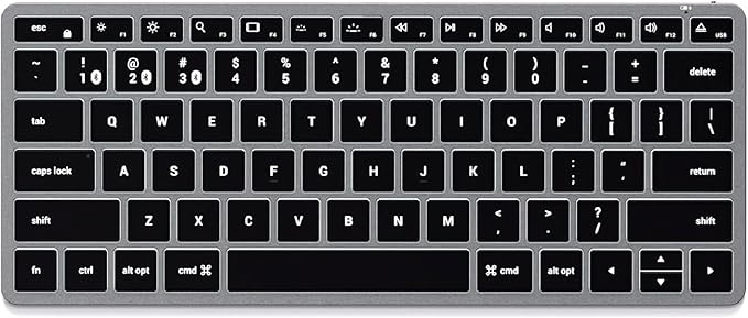 Satechi Slim X1 Bluetooth Backlit Keyboard for Mac, Illuminated Keys & Multi-Device Sync, for MacBook Air/Pro M4, iPad Air/Pro M4/M3, iPad mini, Mac mini, iMac - Space Gray