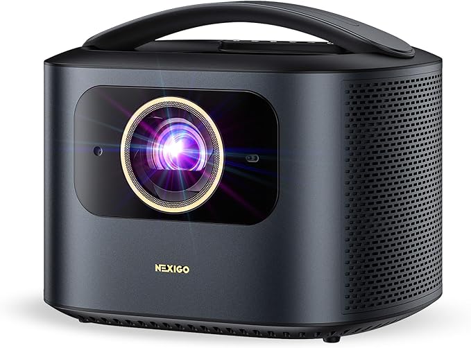 NexiGo TriVision Ultra, 4K Tri-LED-Laser Portable Projector, 2600 Lumens, No Laser Speckle, No Eye Strain, Dolby Vision, HDR10+, Backyard/Home Theater with 3D, 30W DTS Virtual:X, Fire TV Storage Slot
