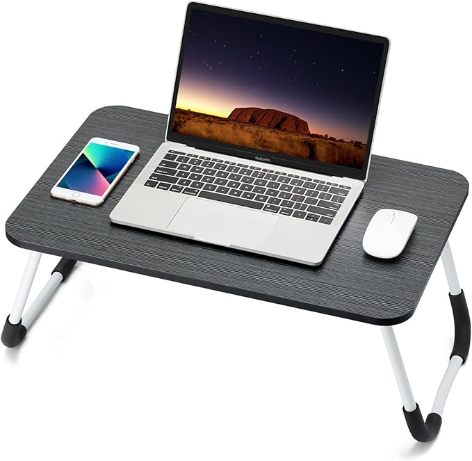 Ruxury Folding Lap Desk Laptop Stand Bed Desk Table Tray, Breakfast Serving Tray, Portable & Lightweight Mini Table for Sofa Couch Floor - Black