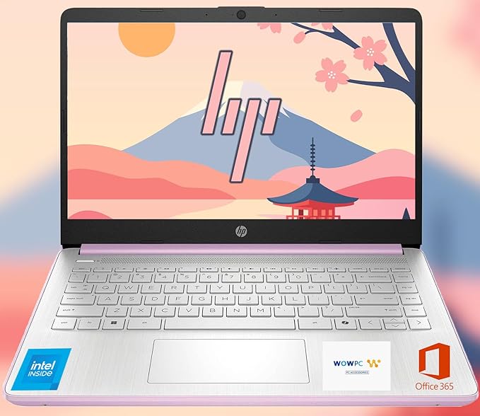 HP Ultrabook, Intel CPU, 4GB RAM, 1.6TB Storage (128GB OnBoard w/ 512GB Portable Drive + 1TB OneDrive), Up to 12 Hours Battery Life, Windows 11 Pro, Honey Lavender, w/WOWPC 3-in-1 Bundle