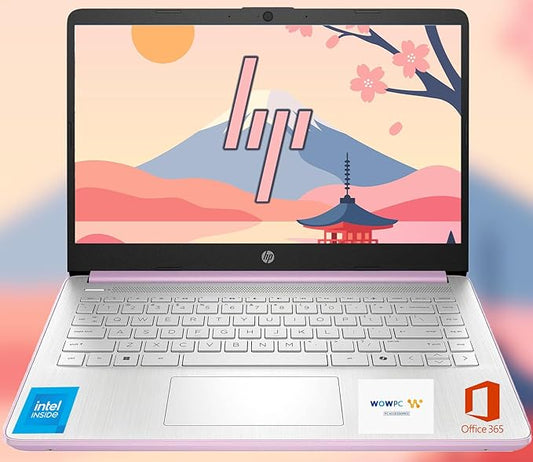 HP Ultrabook, Intel CPU, 4GB RAM, 1.6TB Storage (128GB OnBoard w/ 512GB Portable Drive + 1TB OneDrive), Up to 12 Hours Battery Life, Windows 11 Pro, Honey Lavender, w/WOWPC 3-in-1 Bundle