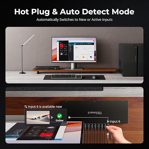 TESmart 16X1 HDMI KVM Switch USB 3.0, 4K@60Hz Rackmount KVM 16 Port Enterprise-Grade EDID Emulator | Hotkey Switch | RS232 | LAN Port | IR Remote | IP Control | Auto Scan | with 8 Pcs 5ft KVM Cable