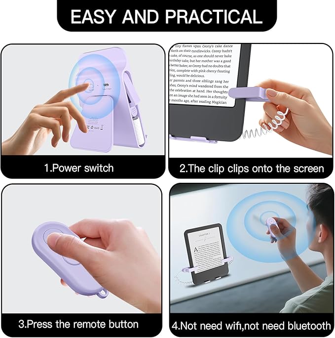 Remote Control Page Turner and Stand for Kindle Paperwhite Oasis eReaders,Clicker Page Turner Forward and Backward,Kindle Accessories for iPhone,iPad,Tablets Reading,Camera Video Record &Selfie