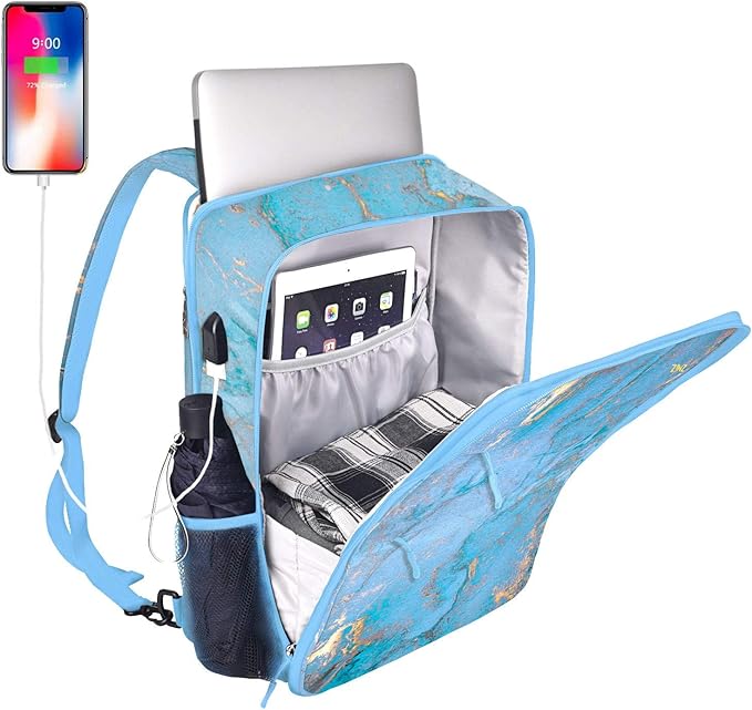 ZINZ Slim & Expandable Laptop Backpack 15 15.6 16 Inch Sleeve with USB Port, Spill-Resistant Notebooks Bag Case for Most 14-16 Inch MacBooks Surface-Books Dell HP Lenovo Asus Computers,B01M01