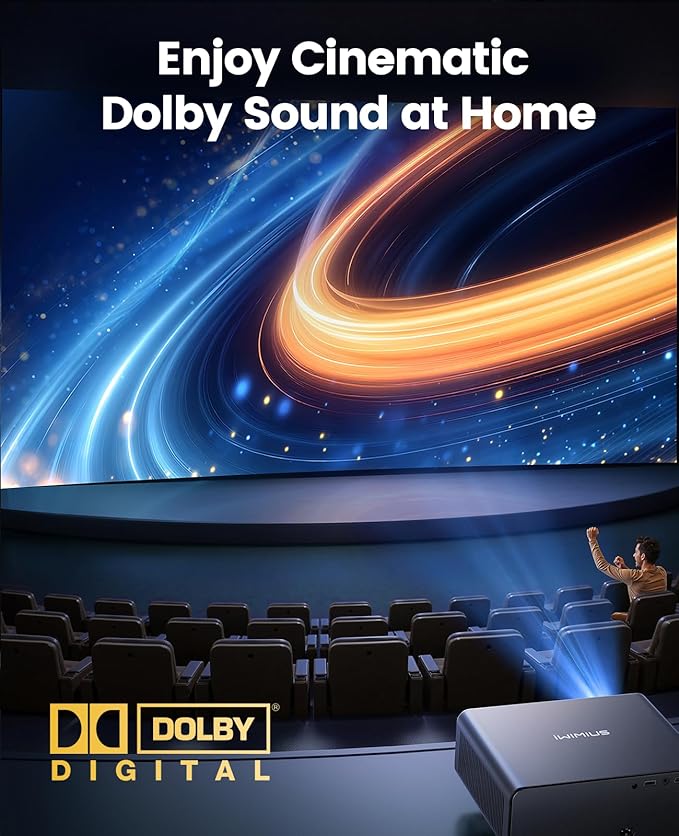 [Netflix-Licensed/Compact Design] Smart Outdoor Projector with WiFi6 and Bluetooth, 4K Supported Movie Projector, DoIby Audio w/ HDMI ARC, Built-in Apps, AI Auto Focus, Portable Home Proyector P65