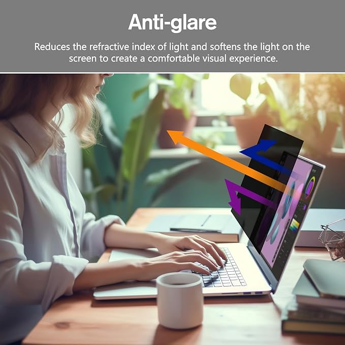 BERSEM 14 Inch Laptop Privacy Screen for 16:10 Ratio Computer Monitor, Removable Anti Glare Blue Light Filter for Laptop Privacy Screen 14 inch, Anti-Spy, Anti-Scratch, UV-Blocking