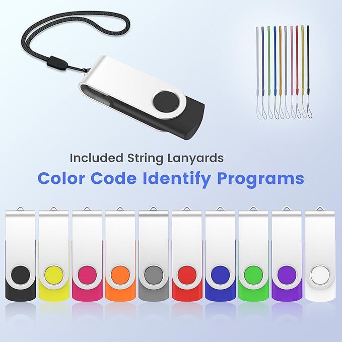 ABLAZE Flash Drives 16GB 20 Pack, USB 2.0 Thumb Drive Bulk with Lanyards Swivel Memory Stick U Disk 16GB Pendrive USB Pack (Mixcolors)