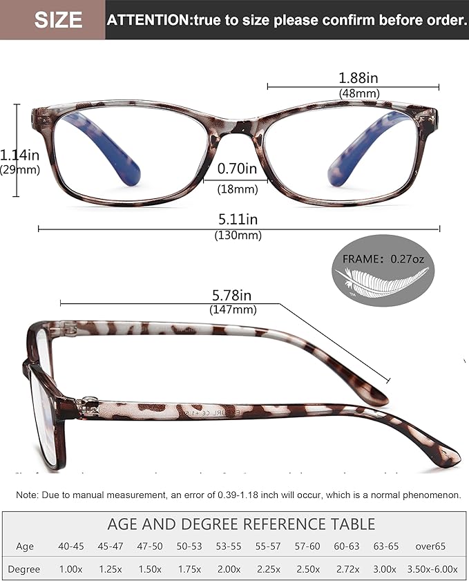 EYEURL Reading Glasses Womens Blue Light Blocking - 2 Pack Lightweight Computer Readers +1.5 Glare Blocking Ladies Eyeglass