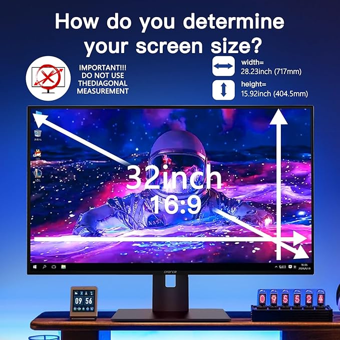 2 Pack Magnetic Hanging Computer Privacy Screen 32 Inch for 16:9 Widescreen Monitor, Removable Privacy Screen Anti Glare Blue Light Computer Screen Shield, Anti-Scratch 32 in Protector Film