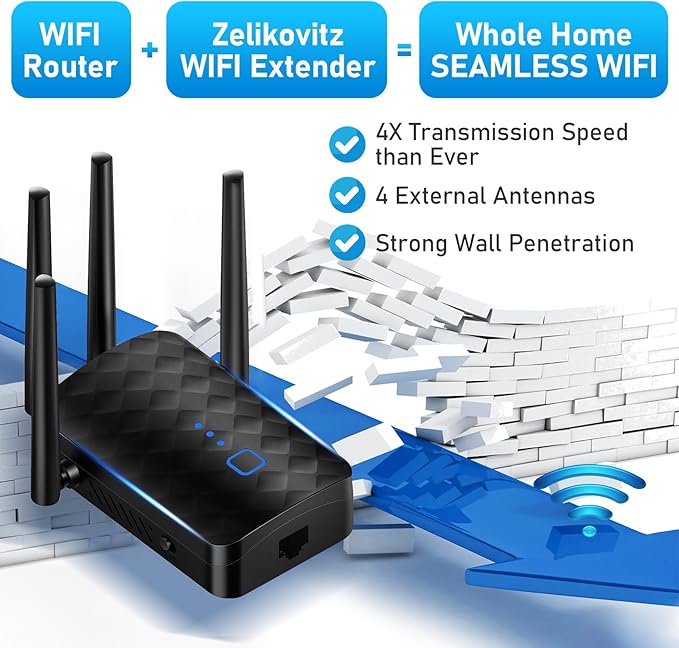 WiFi Extender Signal Booster, Dual Band 5.8GHz&2.4GHz, WiFi Booster Covers Up to 10000 Sq.ft, WiFi Repeater 1.2Gbps with Ethernet Port, One-tap Setup, Made for USA
