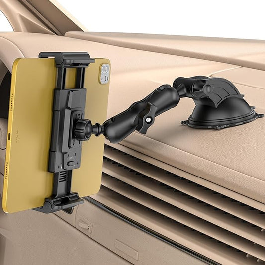 OHLPRO Tablet Holder for Car Dashboard & Windshield, Suction Cup iPad Mount for Truck 360° Rotation Adjustable Clamp Compatible with 5-13" Tablets & Phones, iPad, Galaxy Tab