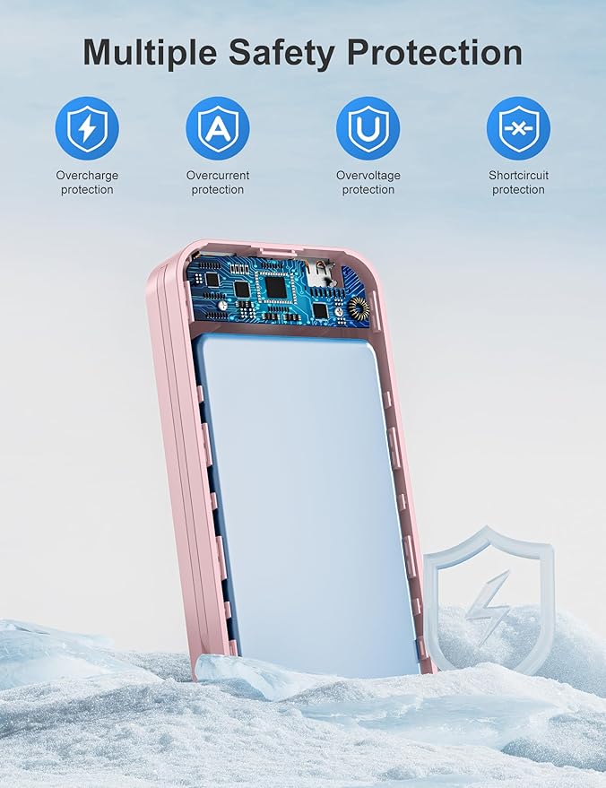 20000mAh Ultra-Portable-Charger-Power-Bank with Built in Cables&AC Wall Plug,PD20W USB-C Fast Charging Cell Phone Charger Battery Pack,LED Display Travel Battery Bank for All iPhone,Samsung,Android