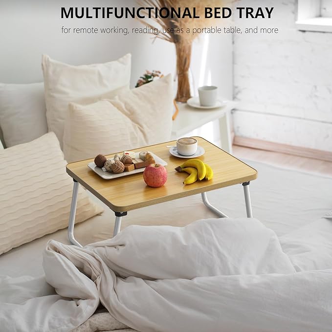 Lap Desks Laptop Tray for Bed or Couch,Portable Breakfast Serving Tray with Folding Legs,Foldable & Lightweight Mini Table, Laptop Stand for Working, Reading and Writing,Beige
