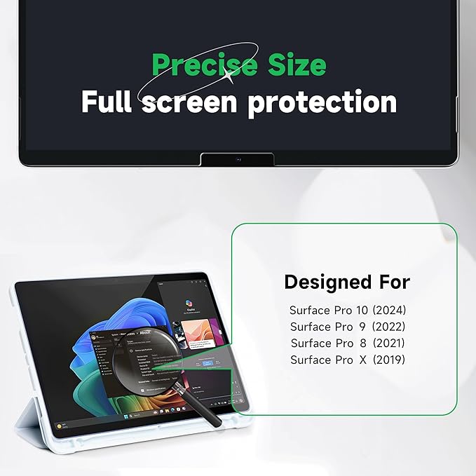 3 Pack Paper Screen Protector for Surface Pro 11/10/9/8/X -13 Inch(2019-2024), Draw and Write Like on Paper, Anti Glare Blue Light Filter, Sensitivity Film, Matte Shield Stylus Pen & Case Friendly