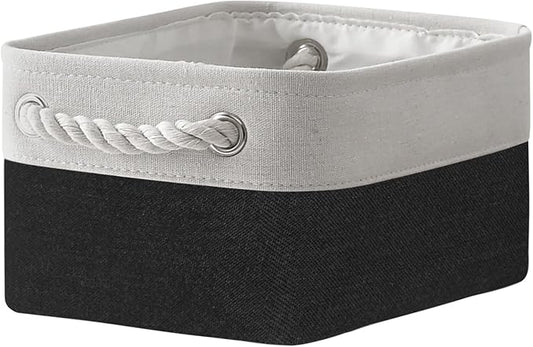 TheWarmHome Storage Bins for Shelves - 12x8x5.2 inch 1 Pack Storage Baskets for Gifts Empty for Closet Organizing Dog Gift Cloth Toy Cubes Box (White & Black)