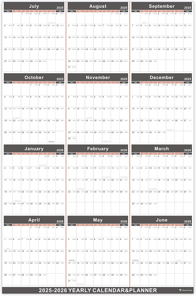 2025-2026 Yearly Wall Calendar - annual calendar 2025-2026, 2025-2026 Yearly Wall Calendar&Planner with Thick Paper, July 2025 - June 2026, X Large, 34.7" x 22.8", 2025-2026 Yearly Planner (2025-2026 Yearly Wall Calendar - Black)