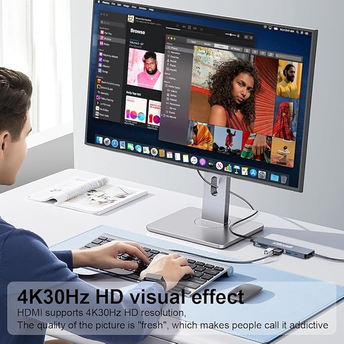 MacBook Adapter Multiport USB c hub multiport Adapter MacBook USB Adapter USB hub USB c 7 in 1 usbc dongle with 4K HDMI 100W PD USB 3.0 hub with sd Card Reader usbc hub USB Adapter for MacBook Air