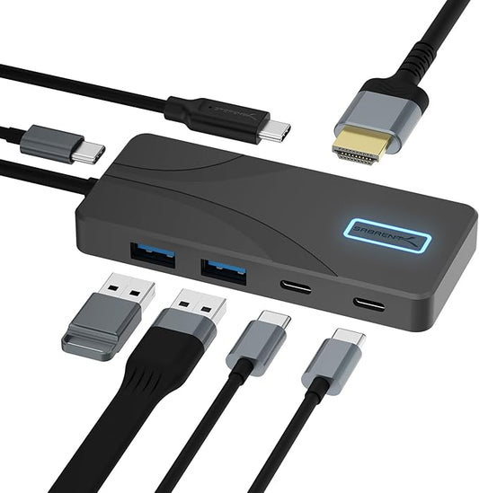 SABRENT USB Type-C 5-Port Hub with 10Gbps USB 3.2 Ports, 4K@60Hz HDMI, 100W PD Input, 80W Charging, 2X USB-A, 2X USB-C, Compact Aluminum Dock for Laptop Tablet Smartphone – HDR/HDCP (HB-TG5P)
