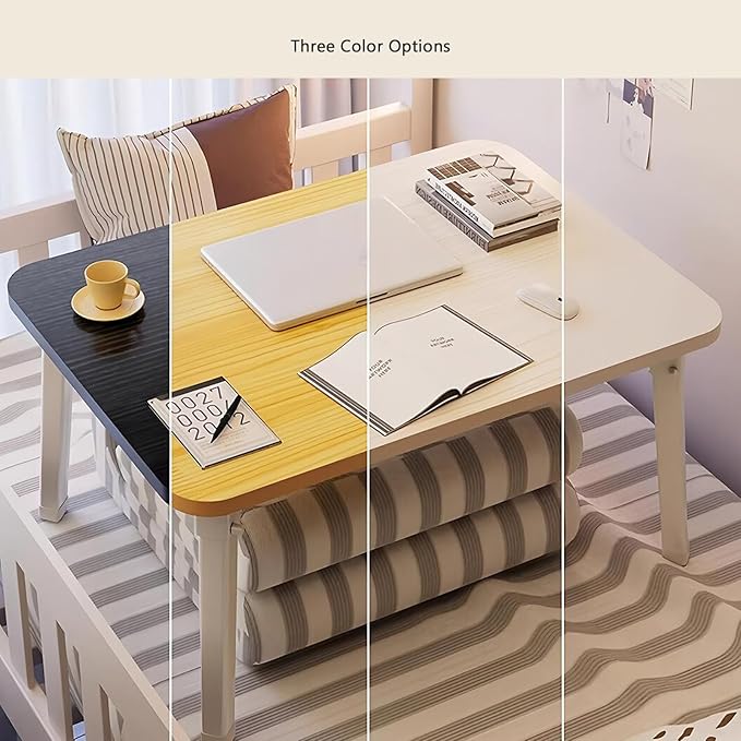 Folding Lap Desk for Bed, 23.6 Inch Portable Laptop Stand for Couch, Bed & Floor | Bed Tray Table for Eating, Writing, Reading | Foldable Sturdy Laptop Desk for Adults, Bamboo